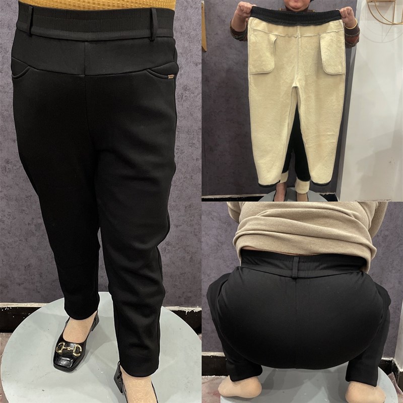 力荐!胖妈妈秋冬女裤加绒加肥加大200斤高弹高腰长裤中老年宽松