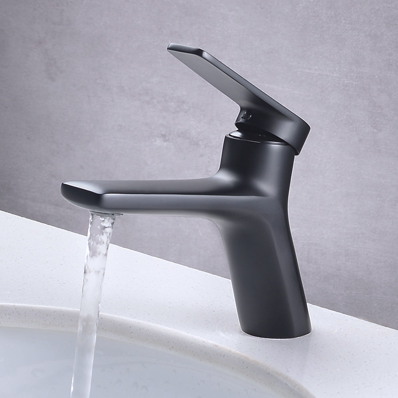 面盆冷热单孔洗手间浴室柜家用洗手盘洗漱台黑色混水台下盆水龙头