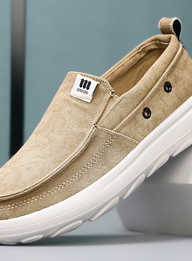 男士时尚休闲鞋一脚蹬帆布鞋不累脚男鞋软底防滑轻便舒适开车鞋子