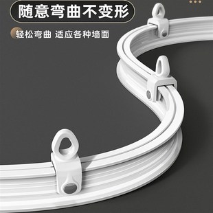 A滑轨滑道L型阳台U型飘窗静音弯 可弯曲窗帘轨道滑轮导轨侧挂钩式