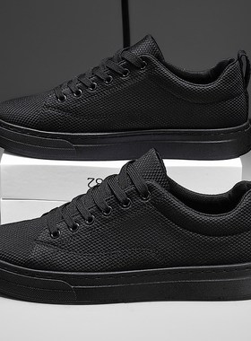 男鞋秋季透气20k24新款布鞋男款休闲帆布板鞋男士纯黑色鞋子男单