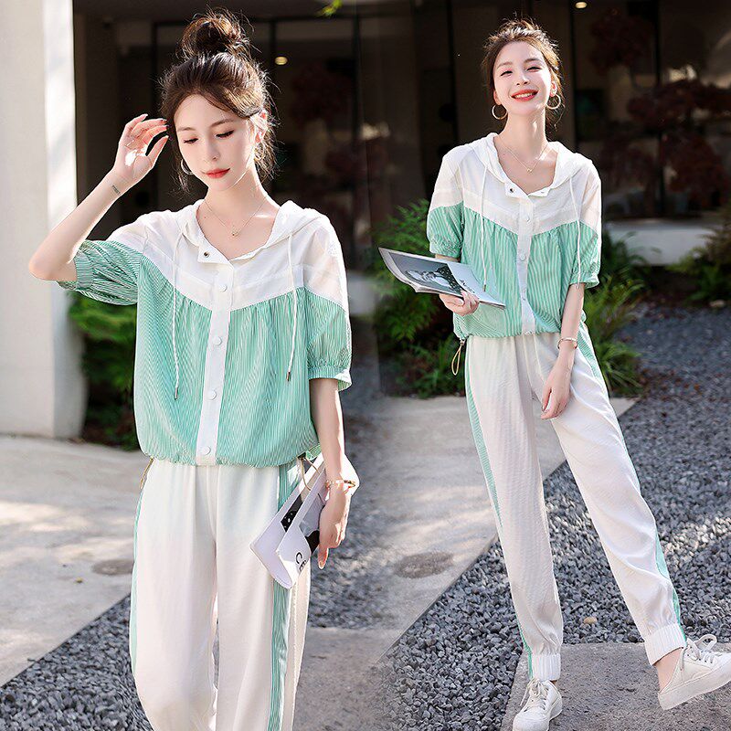 夏天套装女款f2025新款两件套时尚网红爆款炸街时髦洋气休闲运动