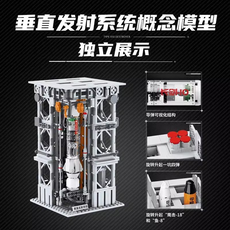055型驱逐舰积j木玩具男孩子儿童益智拼装6岁以上小大颗粒23015