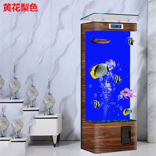 鱼缸客厅2024新款家用热弯玻璃落地立式靠墙背过滤免换水族箱