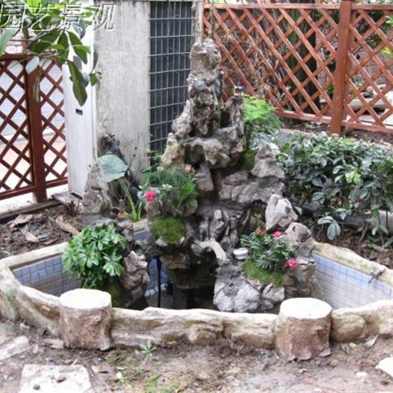鱼池假山造景装饰龙骨石龟纹石天然真石精品家居摆饰庭园流水景观