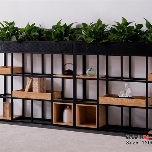 办公室隔断铁艺屏风双面简约矮柜储物柜工位遮挡装饰花槽柜置物架