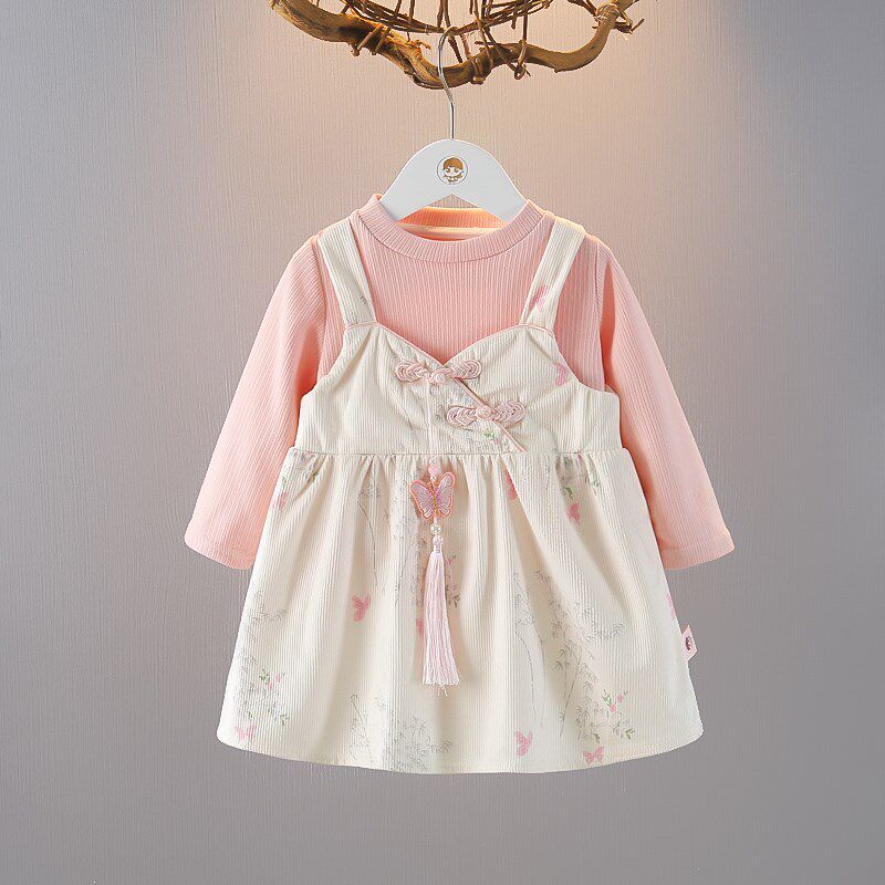 洋气女童春秋天衣服裙子两件套装复古儿童装婴儿女宝宝上衣公主裙