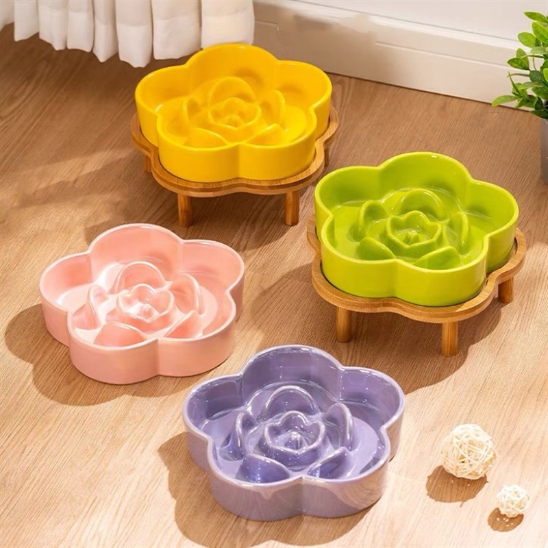 慢食碗宠物碗陶瓷猫碗狗碗小型犬猫咪防噎缓食护颈饭盆水碗防打翻