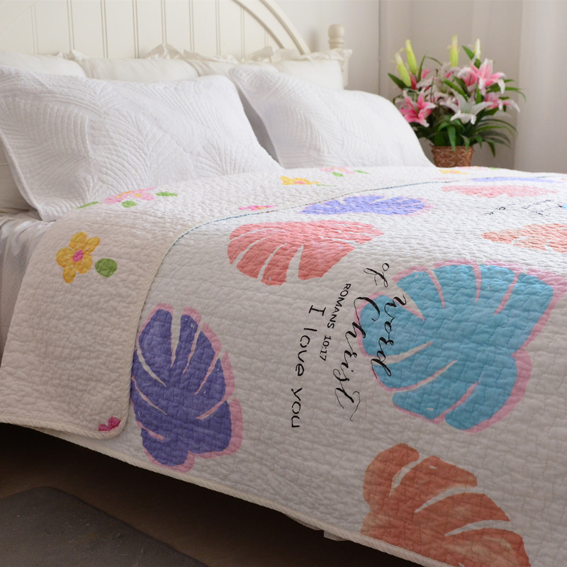 梦里花香全棉空调衍缝被榻榻米床盖单件四季纯棉绗缝被床单可定做