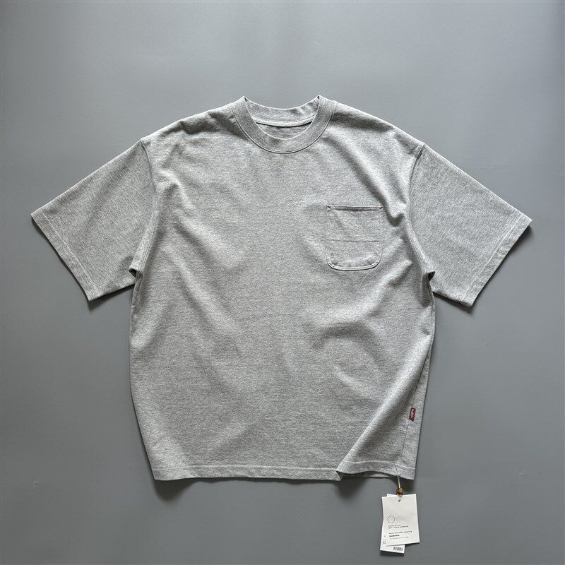 区别DTH 重磅400g纯棉短袖T恤男 美式复古宽松版口袋t恤2024新款