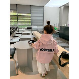 女童韩版洋派户外冲锋衣外套秋冬装2023新款宝宝宽松夹棉防风上衣