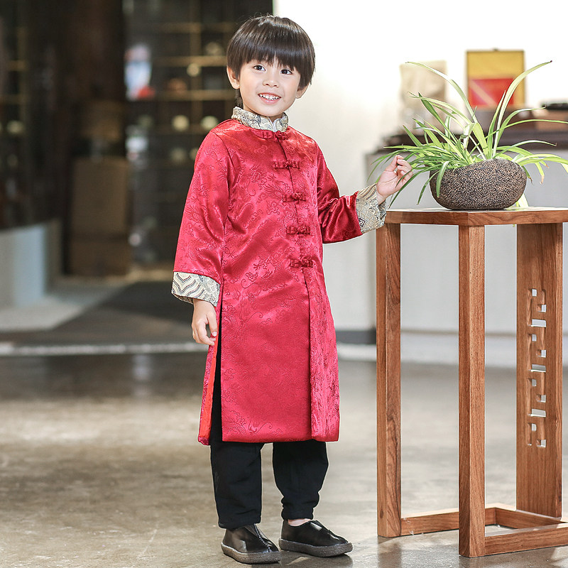 儿童唐装男童中国风拜年服冬季新款过年喜庆婴儿服饰小孩新年衣服
