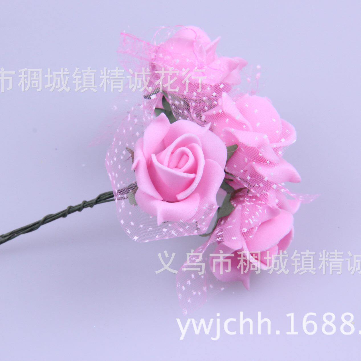 甄选花环头饰配件花仿真花韩式糖盒带纱泡沫玫瑰花婚庆带铁丝假花