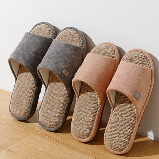 亚麻拖鞋女2024新款厚底室内家居家用春季高级感情侣四季棉麻拖鞋