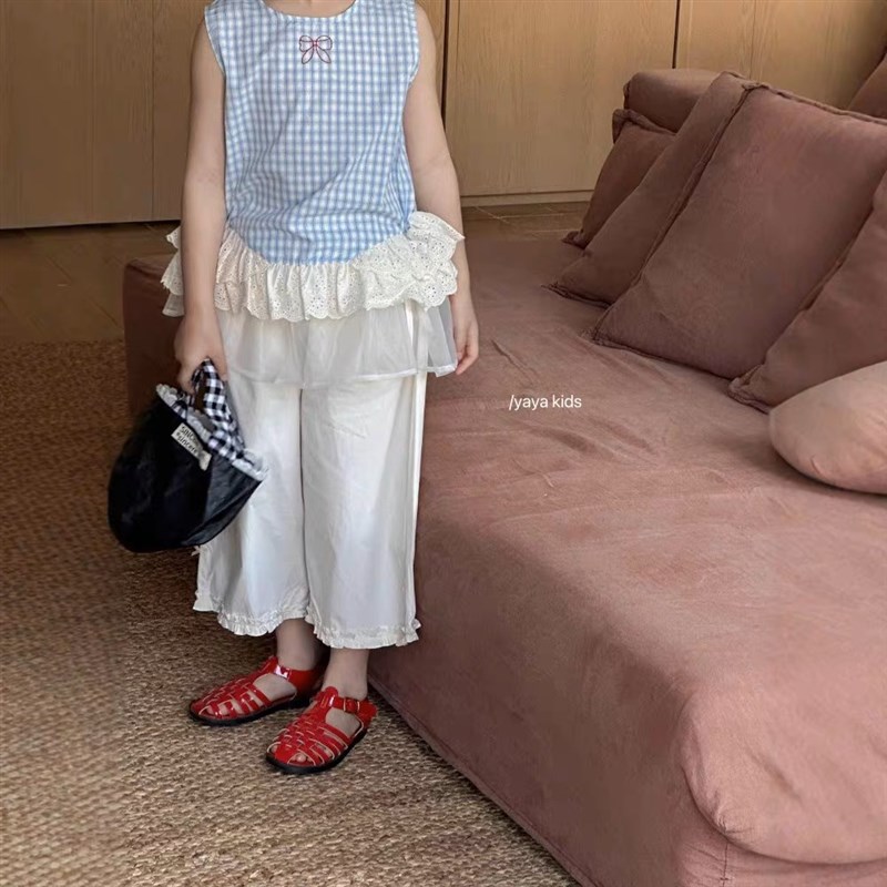 女童夏装新款休闲裤2025夏季新款儿童纯棉阔腿裤韩系纱纱裙裤子