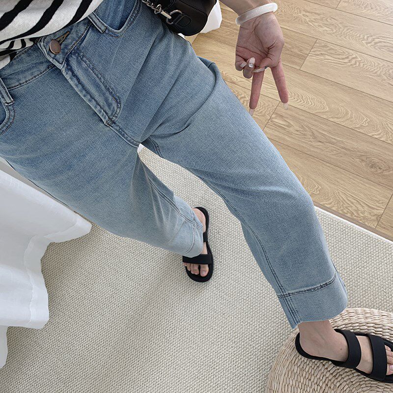 巨显瘦高腰宽松直筒软牛仔裤女夏季薄款九分直筒裤夏薄裤子夏天