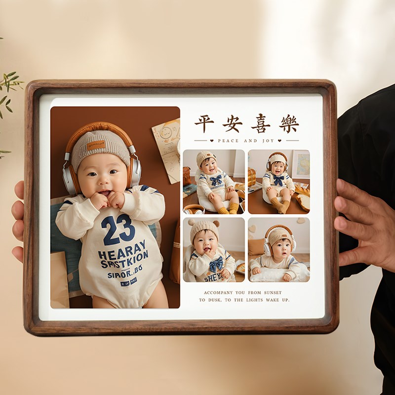实木相框全家福照片定制摆台6寸相框高级感diNy打印洗照片做成相