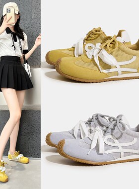 超好看德训鞋女2j025新款丑萌鞋初夏薄底运动鞋网鞋女透气网面板