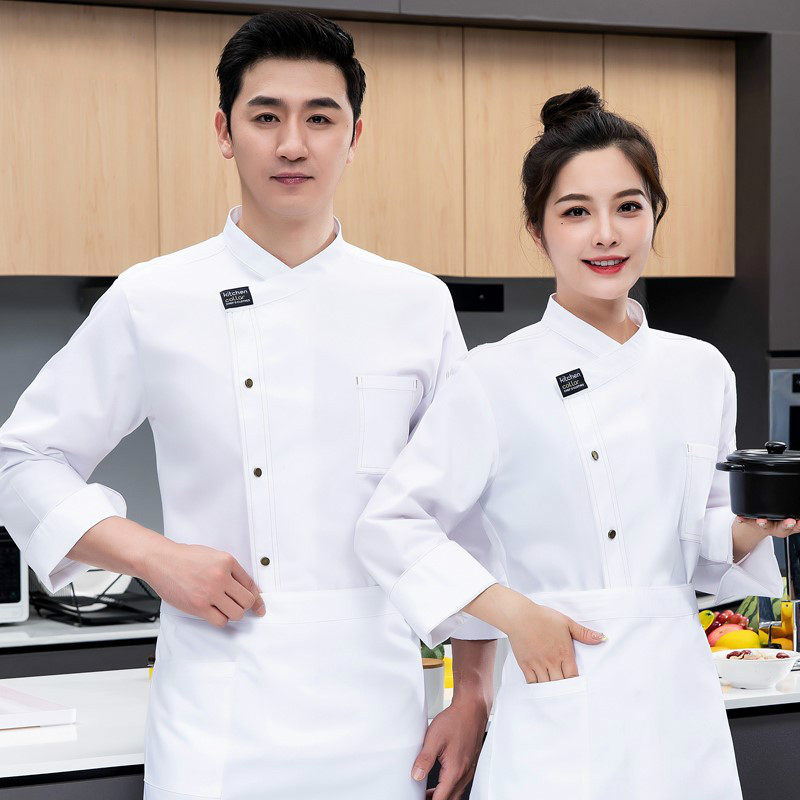 厨师服长袖秋季厨房后厨食堂餐厅饭店工作服男女西点咖啡店工装
