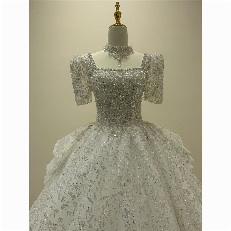 主婚纱2023新款新娘高级质感法式复古重工奢华拖尾在逃公主小个子