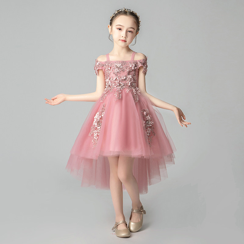 儿童晚礼服公主裙蓬蓬纱小花童女童生日吊带连衣裙洋气钢琴演出服