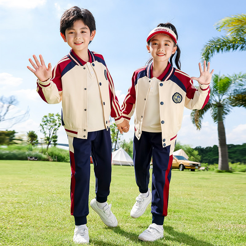小学生纯棉校服夏款幼儿园园服春秋装儿童春季运动会班服三件套装