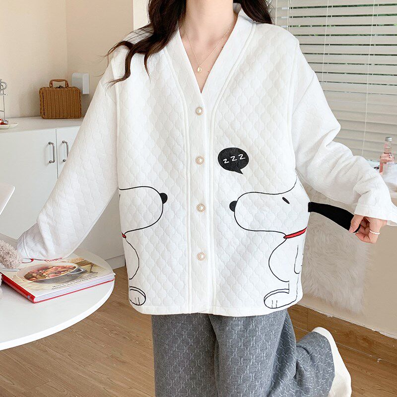 秋冬季空气棉月子服产后10月份孕妇睡衣春秋P季纯棉怀孕期哺乳套