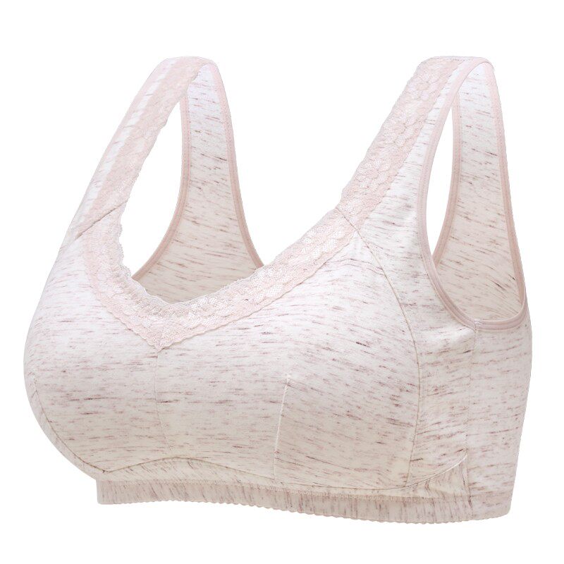 中老年女士无钢圈文o胸大码运动背心式舒适胸罩纯棉透气妈妈内衣