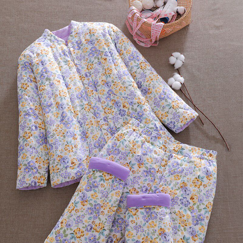 女士棉花手工棉衣 妈妈套装加厚保暖棉袄 内胆宽松棉服外穿冬季