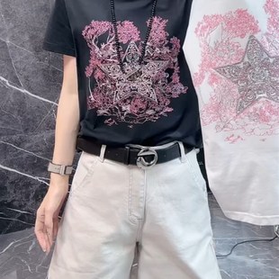 白色阔腿牛仔短裤女2024年夏季薄款大码梨形高腰宽松显瘦五分裤子