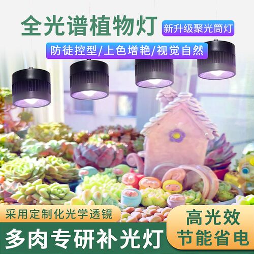 全光谱聚光透镜筒灯LED多肉补光灯上色防徒植物生长仿太阳补光灯