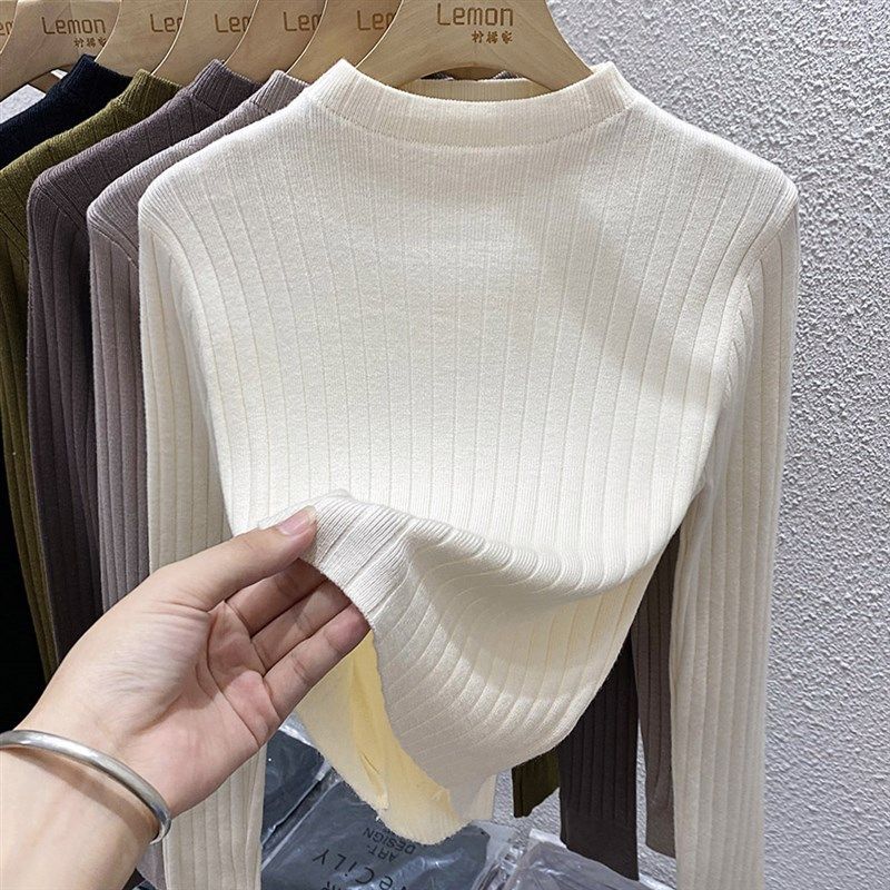 2023秋冬长袖打底针织衫女设计感小众内搭修身半高领毛衣短款上衣,女装/女士精品,时尚防晒服,淘宝优惠券,粉丝福利购,淘宝优惠卷