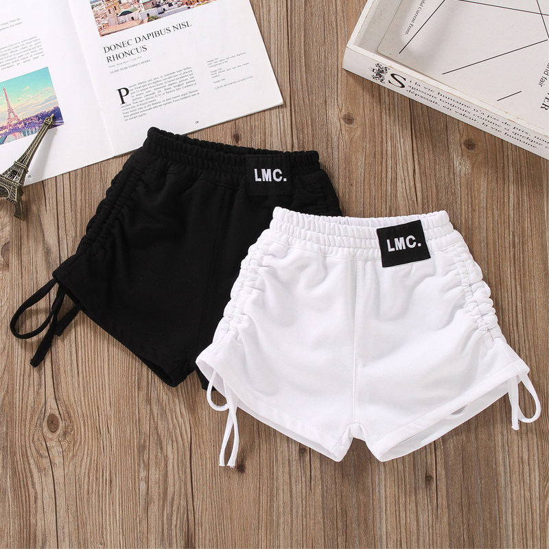 女童白色短裤外穿2022新款夏季宽松洋气运动高腰儿童网红黑色裤子