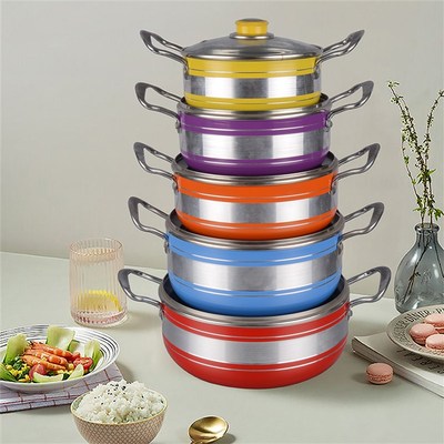 跨境直供双耳汤锅18-26CM不沾家用厨房锅具套装礼品铝锅pot