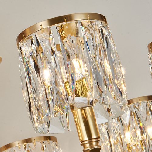 全铜新款轻奢水晶吊灯高端别墅大吊灯客厅餐厅全铜灯简约现代吊灯