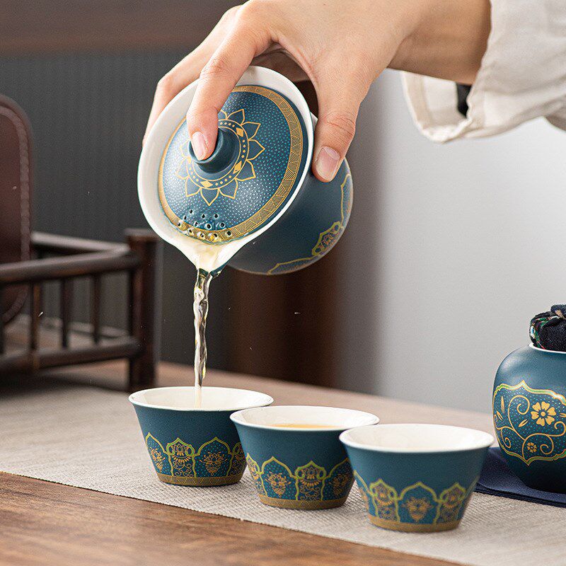 古韵快客旅行茶具套装轻奢简约车载户外便携式吃茶去创意商务礼品