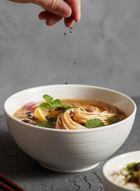 一亨饭碗家用日式米饭碗简约白色陶瓷碗小碗感面碗沙拉碗大碗