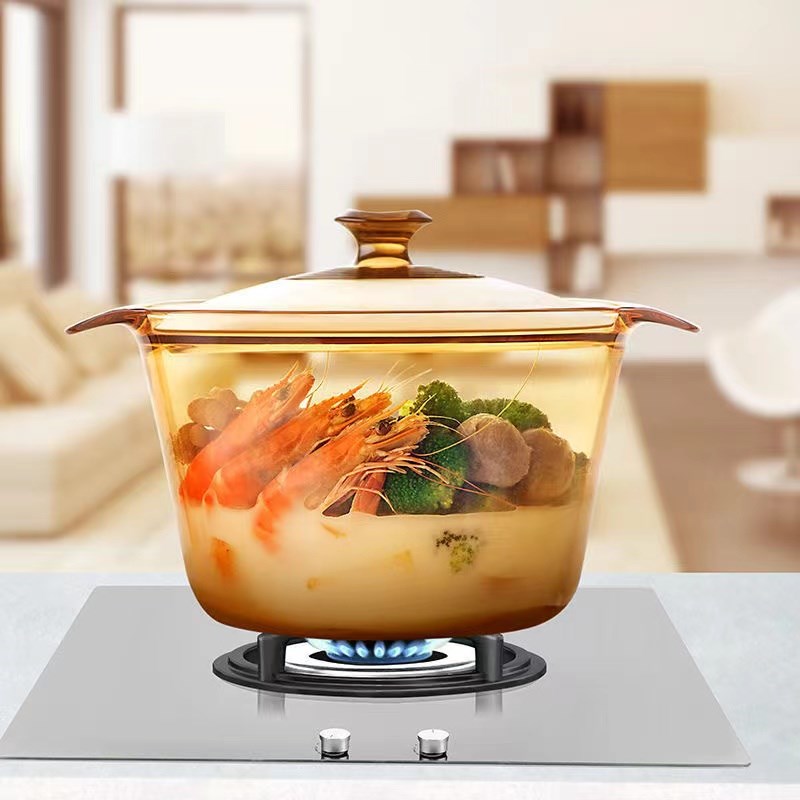 康宁晶彩锅玻璃锅养生锅3.8L 5.5L汤锅炖煲耐高温明火直烧康宁锅
