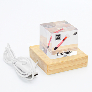 35号元素BR溴元素标本实物立方体带灯款创意礼物元素周期表立方块
