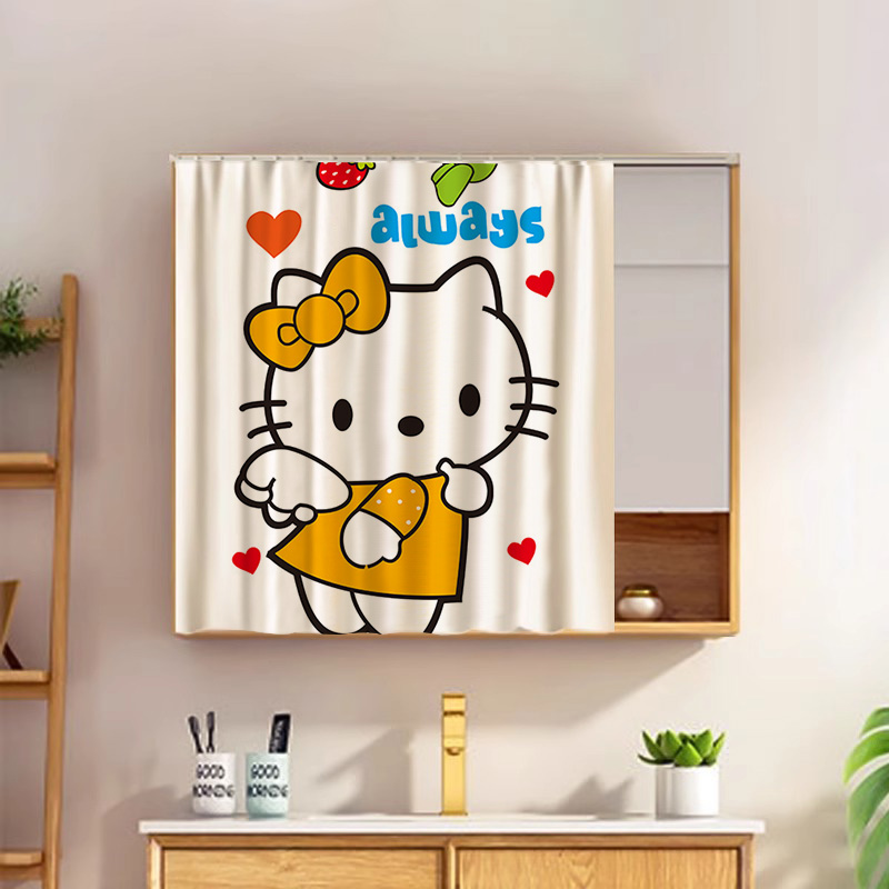 梳妆台镜子遮挡帘免打孔防尘帘子