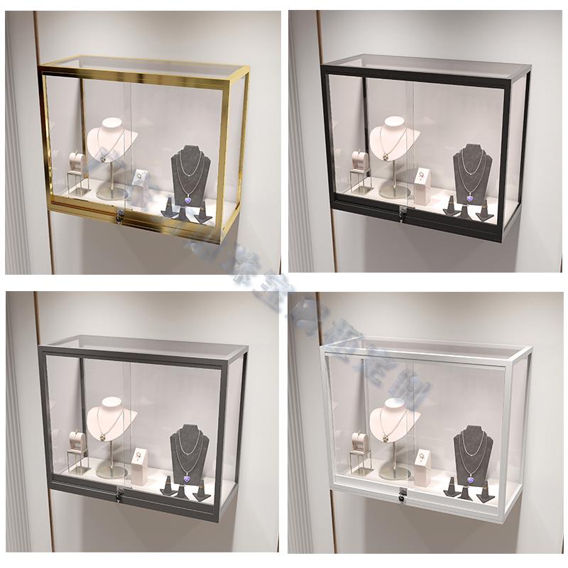 珠宝饰品展示柜上墙挂壁柜烤漆桌面小型模型玻璃轻奢首饰吊柜定制