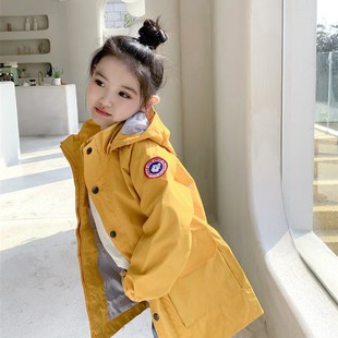 2023年春秋款儿童中长版风衣男童女童时尚上衣韩版外套男童夹克