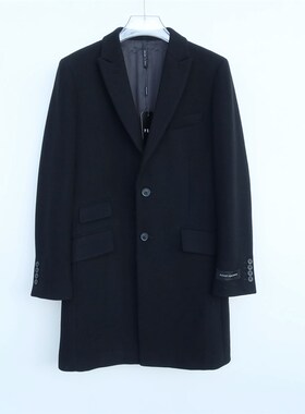 拉夏PT系列商场撤柜男装冬商务厚柔羊毛呢西装外套大衣2A2790黑色
