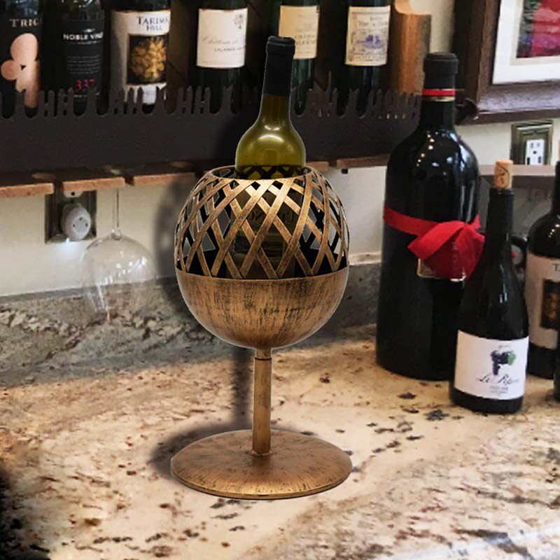 北欧铁艺酒杯形红酒架酒吧酒馆西餐厅桌面酒瓶塞收纳摆件装饰摆台