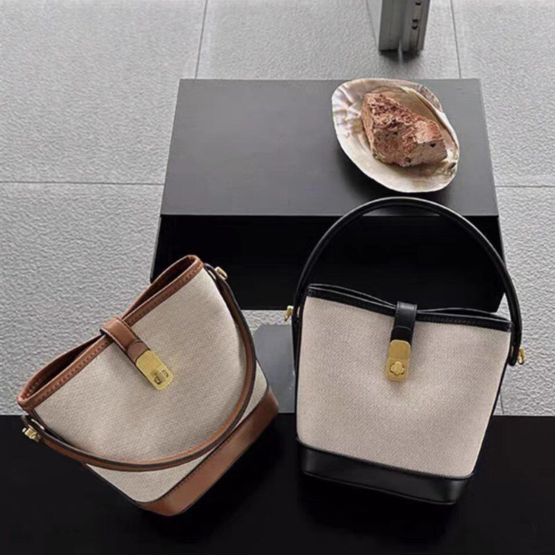 大容量通勤黑色手提女士包包2023新款高级感单肩斜挎水桶包夏