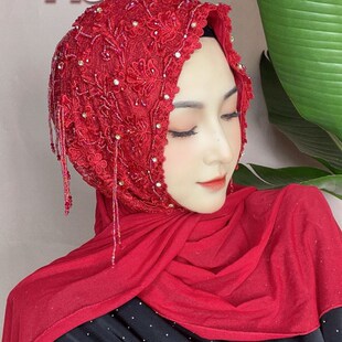 马来长巾头巾帽高档盖头女披肩帽子长款围巾时尚纱巾帽子网红新款