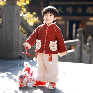 拜年服男童中国风唐装新中式汉服古装周岁礼服男宝宝过年衣服冬季