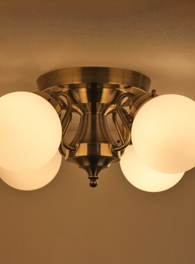 日式LED吸顶灯北欧简单玻璃拉丝古铜色黑色卧室书房暖光白光圆形