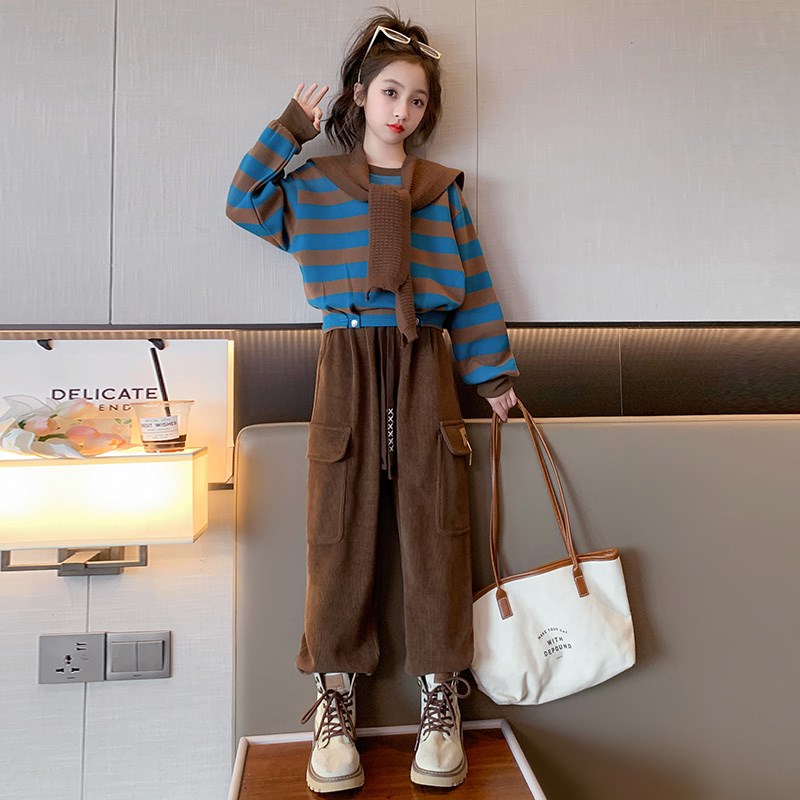 女童套装秋装2024新款韩版洋气女孩儿童装春秋衣服大童运动两件套
