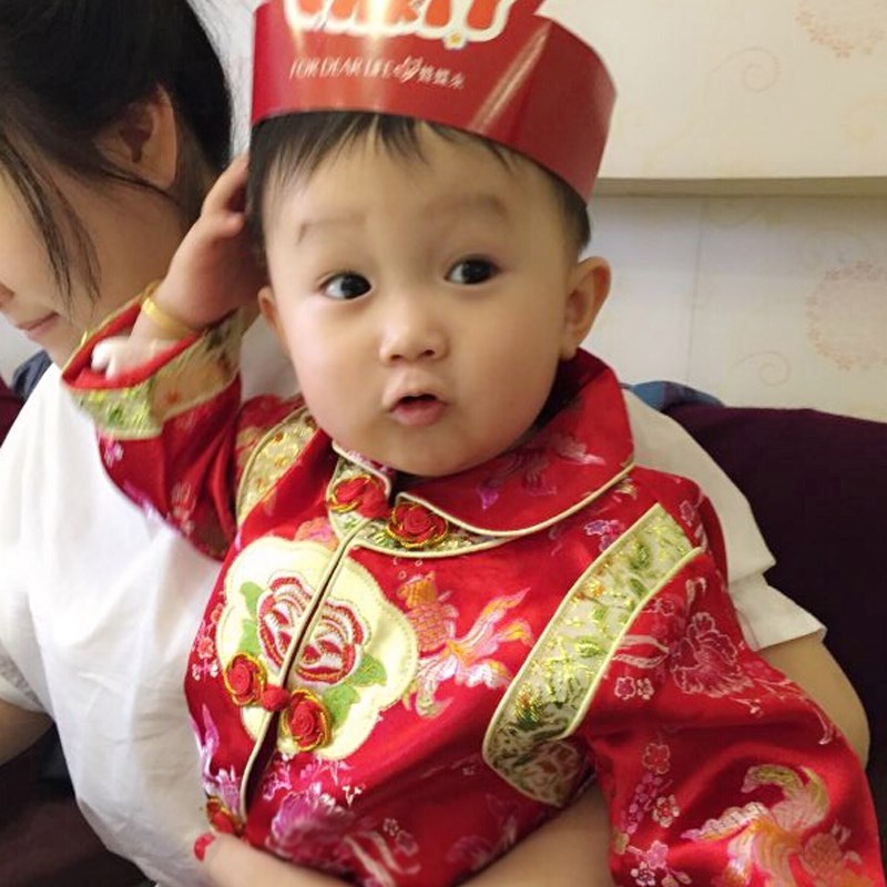 婴幼儿满月百天周岁m抓周礼服女男儿童中国风春秋夏款宝宝唐装套